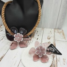 Кольцо PJ Murano, муранское стекло, безразмерное, черный, бежевый