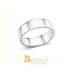 Кольцо обручальное Bassco, серебро, 925 проба, родирование, размер 16.5, серебристый