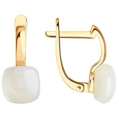 Серьги SOKOLOV, красное золото, 585 проба, лунный камень, размер 16 мм, , золото