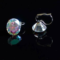 Серьги diSat, искусственный камень, кристаллы Swarovski, голубой, синий