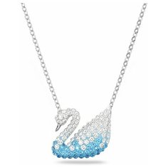 Колье SWAROVSKI, кристаллы Swarovski, длина 38 см, серебряный, голубой