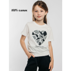 Футболка Lets Go Футболка, размер 128-64, экрю, серебряный, черный, белый