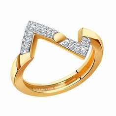 Кольцо Diamant online, красное золото, 585 проба, родирование, фианит, размер 17, прозрачный