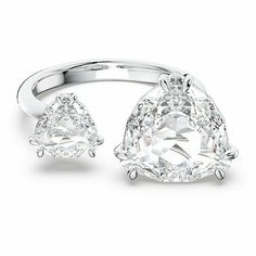 Кольцо SWAROVSKI, кристаллы Swarovski, размер 15.6, белый