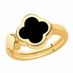 Кольцо Diamant online, красное золото, 585 проба, оникс, размер 18.5, черный