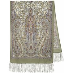 Шарф Павловопосадская платочная мануфактура,150х60 см, one size, зеленый