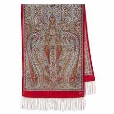 Шарф Павловопосадская платочная мануфактура,150х60 см, one size, красный