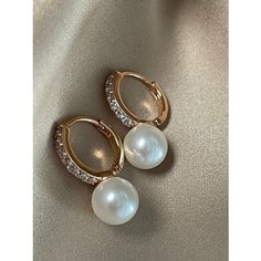 Серьги конго XUPING JEWELRY, циркон, жемчуг имитация