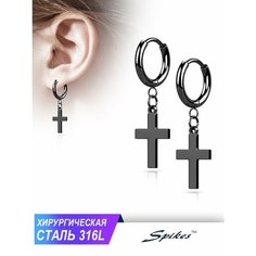 Серьги конго Spikes, перламутр, черный