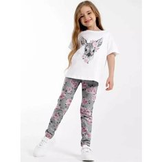 Легинсы Juno для девочки, размер 98, серый, розовый