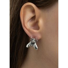 Серьги Братья Глазуновы, серебро, 925 проба, оксидирование, фианит, размер 17 мм, , серебристый