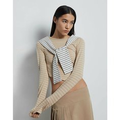 Лонгслив Gloria Jeans, размер XXS (36-38), , бежевый, белый