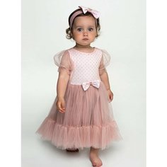 Платье TRENDYCO Kids новый год, размер 104, зеленый, розовый, бежевый
