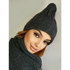 Шапка бини Lesnikova Design, размер 54-60, серый