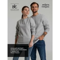 Свитшот B&C collection, размер 2XL, , серый меланж