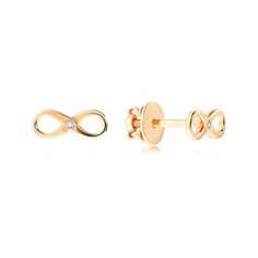 Серьги пусеты VALTERA, серебро, 925 проба, фианит, , золотой