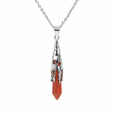 Колье SILVARIE, яшма, длина 50 см, красный/серебристый