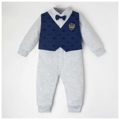 Комбинезон Крошка Я Cute, размер 80-86, серый / синий