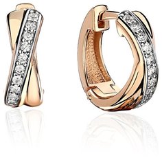 Серьги конго Эстет, красное золото, 585 проба, фианит, , золотистый