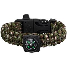 Браслет, размер 25 см, зеленый, черный Выживай