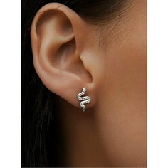 Серьги пусеты MIESTILO, серебро, 925 проба, родирование, фианит, размер 6 мм, длина 1.3 см, , серебристый