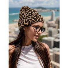 Шапка бини , размер 54-58, бежевый, коричневый Liberty Store