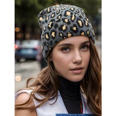 Шапка бини , размер 54-58, черный, коричневый Liberty Store