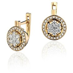 Серьги Эстет, желтое золото, 750 проба, бриллиант, , золотистый