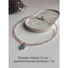 Колье, кристалл, стекло, бисер, хрусталь, длина 38 см, розовый Нет бренда