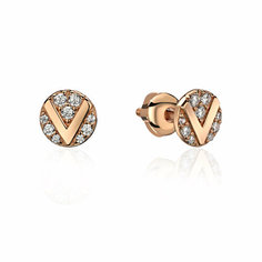 Серьги Эстет, красное золото, 585 проба, фианит, , золотистый