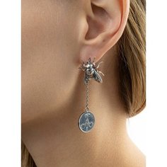 Серьги Братья Глазуновы, серебро, 925 проба, оксидирование, размер 50 мм, , серебристый
