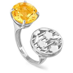 Кольцо KABAROVSKY, белое золото, 585 проба, бриллиант, цитрин, размер 16.5 мм.