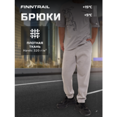 Брюки джоггеры Finntrail Logo с начёсом, размер L, серый