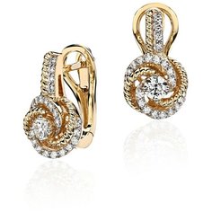 Серьги Эстет, желтое золото, 585 проба, бриллиант, , золотистый