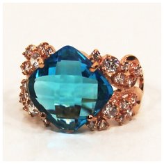 Кольцо The Jeweller, серебро, 925 проба, кварц, фианит, размер 18 мм.,20.5 мм.