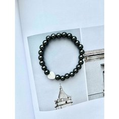 Жесткий браслет CHEPIKOVA accessories, гематит, перламутр, 1 шт., размер 18.5 см, диаметр 8 см, серый металлик