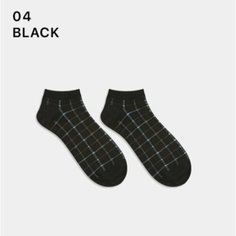 Носки GGRN Носки мужские короткие, черные принт клетка, размер 39-44, A TYPE(M-S-055-04)ADULTS, A TYPE, размер M-S-055-04, черный