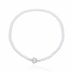 Колье, длина 36 см, белый в серебре Daristore