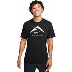 Футболка NIKE M NK DF TEE TRAIL LOGO, размер L, черный