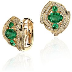 Серьги Эстет, желтое золото, 750 проба, изумруд, бриллиант, , золотистый
