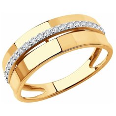 Кольцо SOKOLOV, красное золото, 585 проба, фианит, размер 19.5, бесцветный