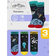 Носки Omsa 3 пары, размер 23-26 (14-16), , красный, желтый, бирюзовый
