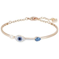 Браслет SWAROVSKI, кристаллы Swarovski, размер 16 см, золотистый, синий