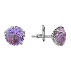 Серьги пусеты Эстет, серебро, 925 проба, родирование, аметист, , фиолетовый