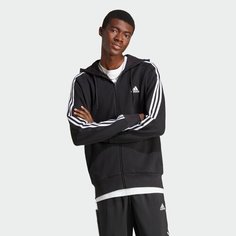 Толстовка спортивная adidas Essentials French Terry 3-Stripes Full-Zip, размер M, , black/white