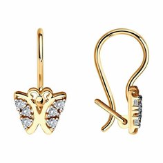 Серьги Diamant online, красное золото, 585 проба, фианит, длина 1.5 см, , прозрачный