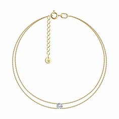 Браслет Diamant online, красное золото, 585 проба, фианит, длина 17 см., прозрачный