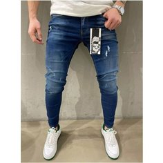 Джинсы зауженные Skull Loft, размер 40, blue