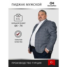 Пиджак GrandeMan, размер 68, серо-синий