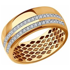 Кольцо SOKOLOV, красное золото, 585 проба, фианит, размер 18, бесцветный